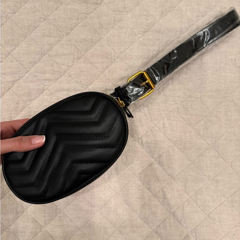 Black Quilted Belt Bag - Lookalike to Gucci Belt Pouch